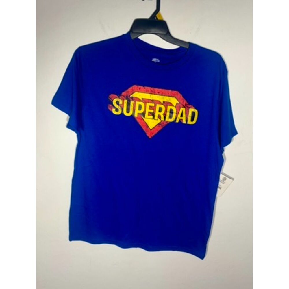 NWT SuperDad Graphic T-Shirt Men's Large Blue Father's Day Superhero Tee